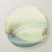 Minimalist Serene White Sand Dunes Beach ラウンドクッション (裏面)
