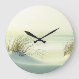 Minimalist Serene White Sand Dunes Beach ラージ壁時計