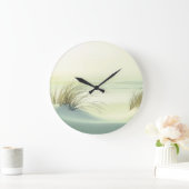 Minimalist Serene White Sand Dunes Beach ラージ壁時計 (ホーム)