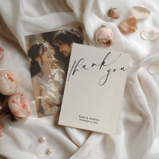 Minimalist She Said Yes Wedding Thank You Card サンキューカード