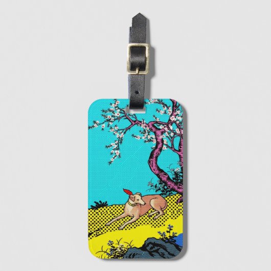 Minimalist Sighthound Silhouette Dog Graphic ラゲッジタグ (正面縦)