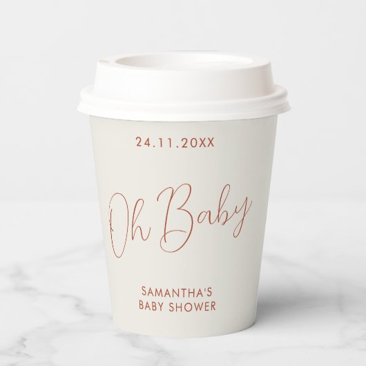 Minimalist Sign ivory Oh Baby Shower 紙コップ (裏面)