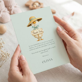Minimalist Silly Goose Thank You Sage Baby Shower カード