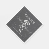 Minimalist Silver Bow Winter Snow Baby Shower  スタンダードランチョンナプキン (角)