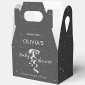 Minimalist Silver Bow Winter Snow Baby Shower フェイバーボックス (見開き)