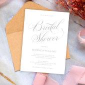 Minimalist Silver Handwritten Script Bridal Shower 招待状