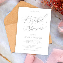 Minimalist Silver Handwritten Script Bridal Shower 招待状