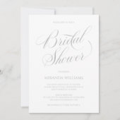 Minimalist Silver Handwritten Script Bridal Shower 招待状 (正面)