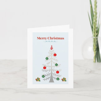 Minimalist Silver Tree Holiday Card カード