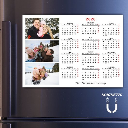 Minimalist Simple 2026 Calendar One Photo Magnet