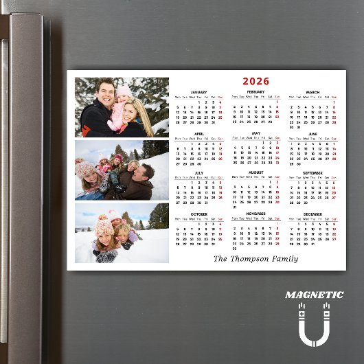 Minimalist Simple 2026 Calendar One Photo Magnet