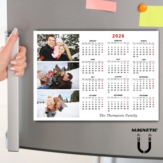 Minimalist Simple 2026 Calendar One Photo Magnet