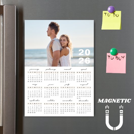 Minimalist Simple 2026 Calendar Photo Magnet