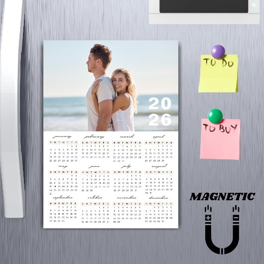 Minimalist Simple 2026 Calendar Photo Magnet