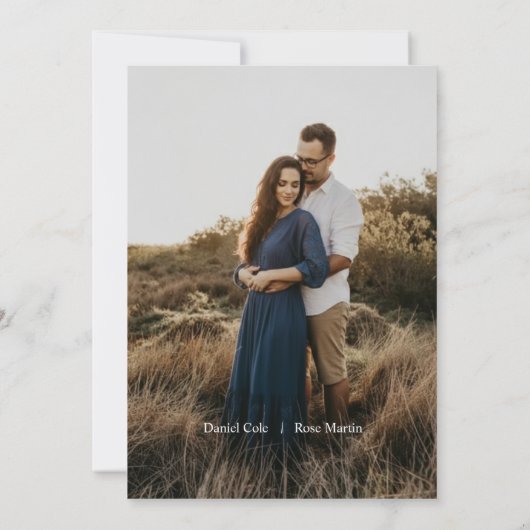 Minimalist Simple Beige Wedding 招待状 (裏面)