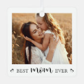 Minimalist Simple Best Mom Ever Photo Keepsake メタルオーナメント (正面)