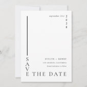Minimalist Simple Black Line Modern Wedding セーブザデート (正面)