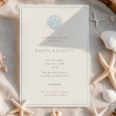 Minimalist Simple Blue Seashell Wedding invitation 招待状