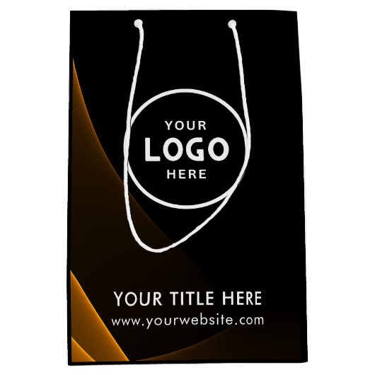 Minimalist Simple Business Modern Gift Bag ミディアムペーパーバッグ (正面)