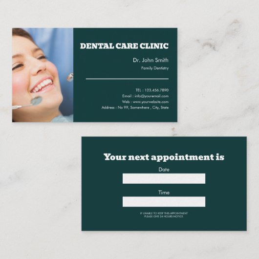Minimalist Simple  Clean Dentist Appointment  名刺 (正面/裏面)
