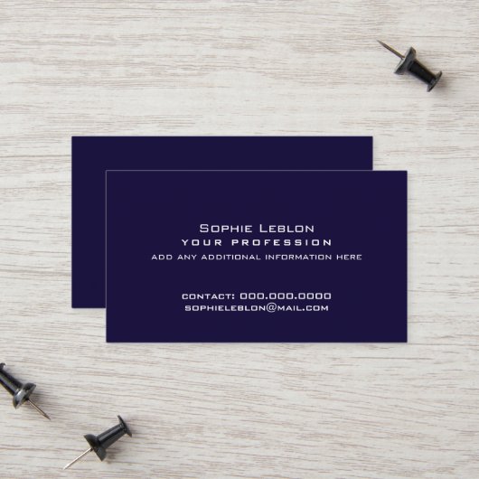 Minimalist Simple Dark-Blue Professional コーリングカード (正面/裏面インサイチュ)