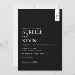 Minimalist Simple Elegant Black QR Code Wedding 招待状