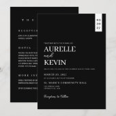 Minimalist Simple Elegant Black QR Code Wedding 招待状 (正面/裏面)