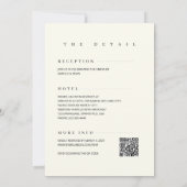 Minimalist Simple Elegant Ivory QR Code Wedding  招待状 (裏面)