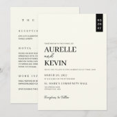 Minimalist Simple Elegant Ivory QR Code Wedding  招待状 (正面/裏面)