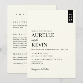 Minimalist Simple Elegant Ivory QR Code Wedding 招待状