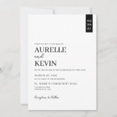 Minimalist Simple Elegant White QR Code Wedding 招待状 (正面)