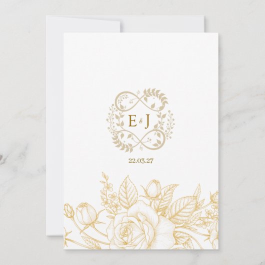 Minimalist Simple Floral Elegant Wedding 招待状 (裏面)