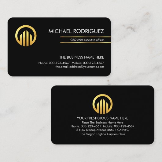 Minimalist Simple Gold CEO Lines 名刺 (正面/裏面)