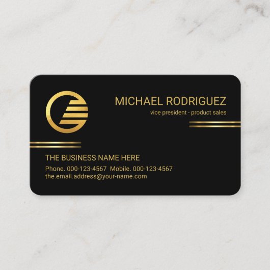 Minimalist Simple Gold Lines CEO  名刺 (正面)