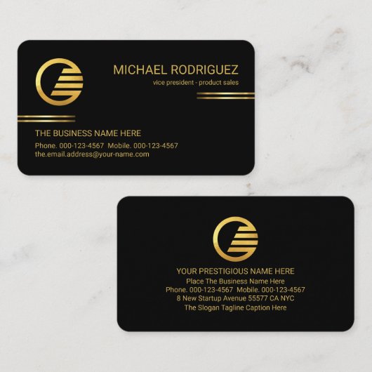 Minimalist Simple Gold Lines CEO  名刺 (正面/裏面)