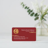 Minimalist Simple Gold Lines On Red Layer 名刺 (スタンド正面)