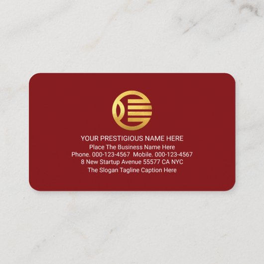 Minimalist Simple Gold Lines On Red Layer 名刺 (裏面)