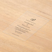 Minimalist Simple Hand Drawn Rings Wedding アクリル招待状 (レイダウン)