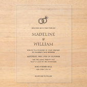 Minimalist Simple Hand Drawn Rings Wedding アクリル招待状 (正面)