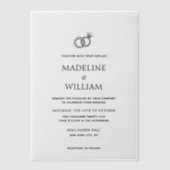 Minimalist Simple Hand Drawn Rings Wedding ベラム紙招待状 (正面)