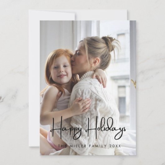 Minimalist Simple Happy holidays photo シーズンカード (正面)