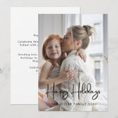 Minimalist Simple Happy holidays photo シーズンカード (正面/裏面)