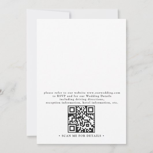 Minimalist Simple Lovely Dove Chic QR Code Wedding 招待状 (裏面)