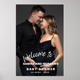 Minimalist simple modern Baby Shower Photo welcome ポスター