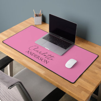 Minimalist Simple Monogram Name Pink Desk Mat デスクマット