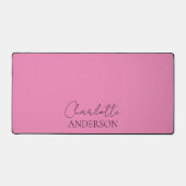 Minimalist Simple Monogram Name Pink Desk Mat デスクマット (正面)