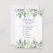 Minimalist Simple Pretty leaves branches wedding 出欠カード (正面)