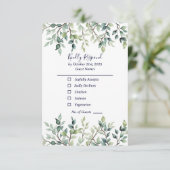 Minimalist Simple Pretty leaves branches wedding 出欠カード (スタンド正面)