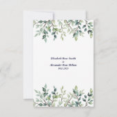 Minimalist Simple Pretty leaves branches wedding 出欠カード (裏面)