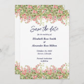 Minimalist Simple Pretty rose vine floral wedding  セーブザデート (正面/裏面)